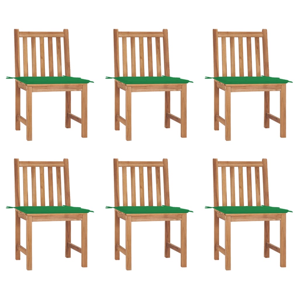 Cadeiras de jardim 6 pcs c/ almofadões madeira de teca maciça