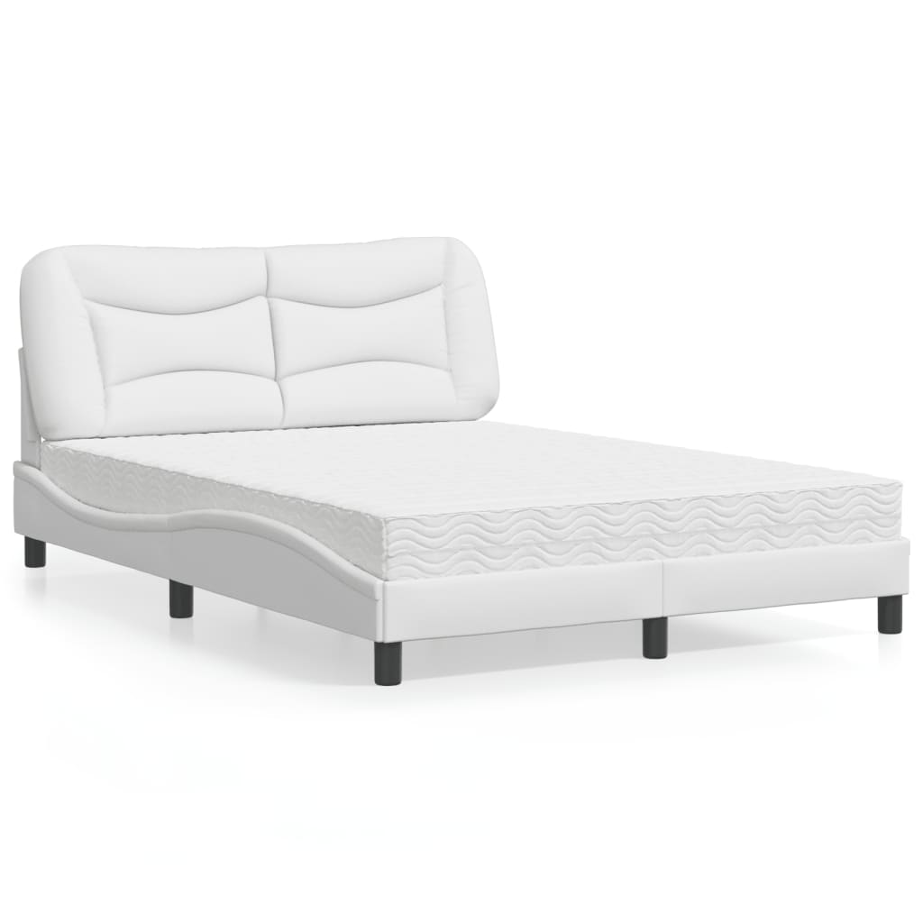 Cama com colchão hvar 140x190 cm couro artificial branco