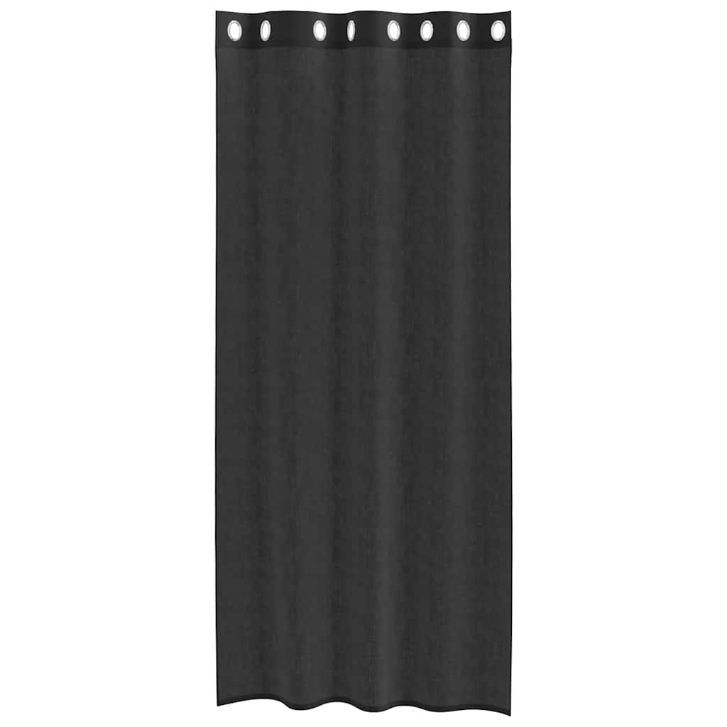 Cortinas de voile com ilhós 2 pcs preto 140x245 cm