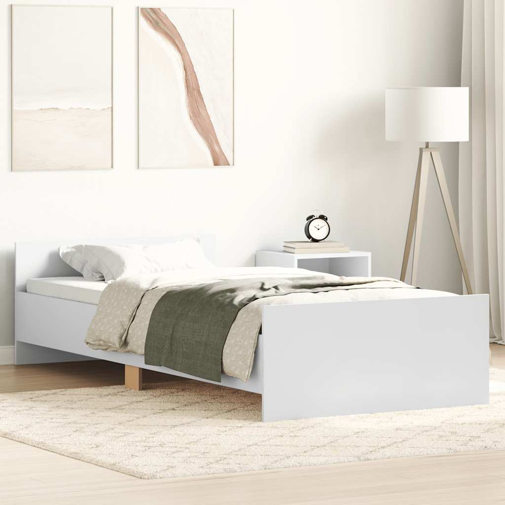 Estrutura de cama 90x200 cm derivados de madeira branco