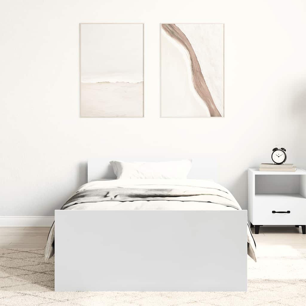 Estrutura de cama 90x200 cm derivados de madeira branco
