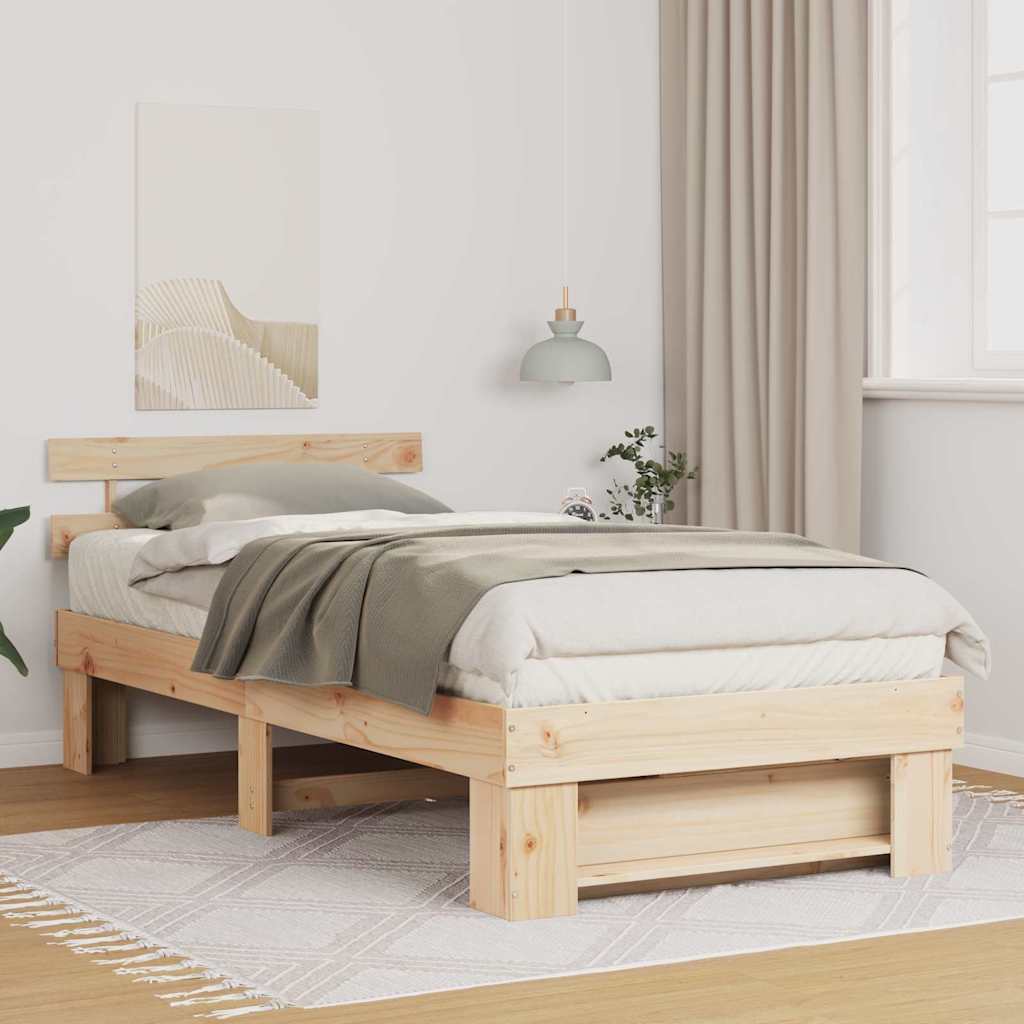Estrutura da cama com cabeceira castanho 75 x 190 cm