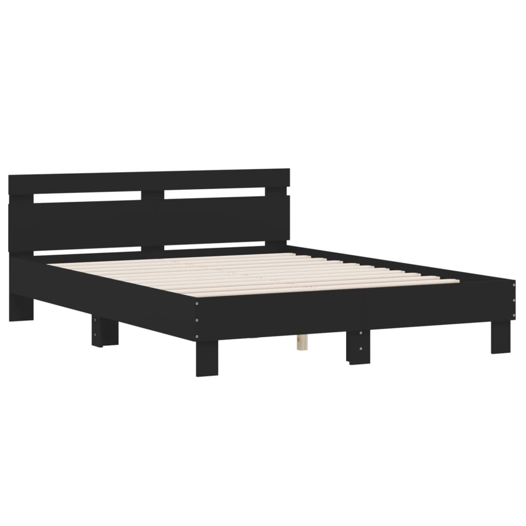 Estrutura cama c/ cabeceira 150x200 cm derivados madeira preto