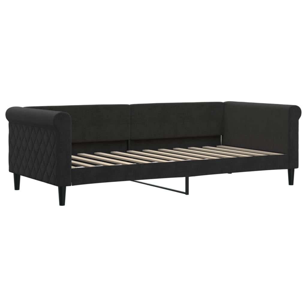 Sofá-cama com gavetão e gavetas 90x200 cm veludo preto