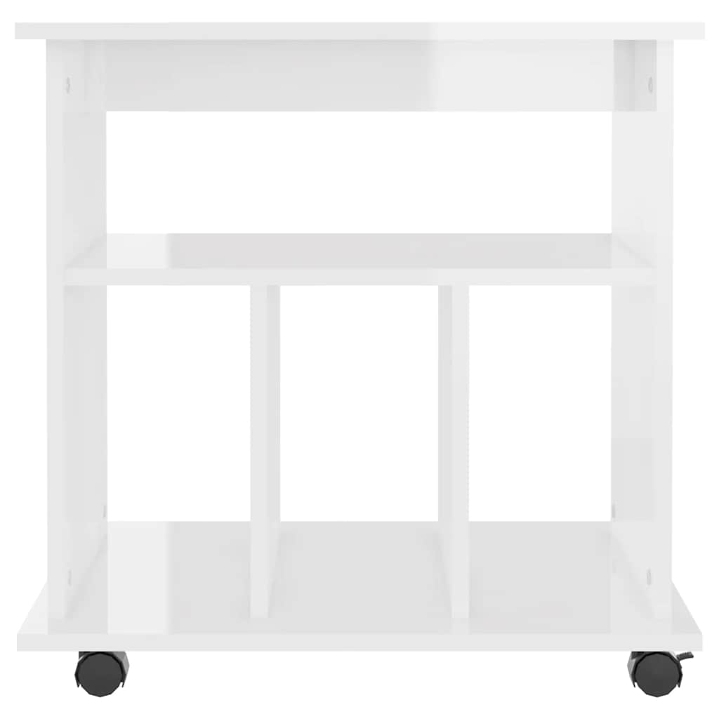 Móvel com rodas 60x45x60 cm derivados madeira branco brilhante