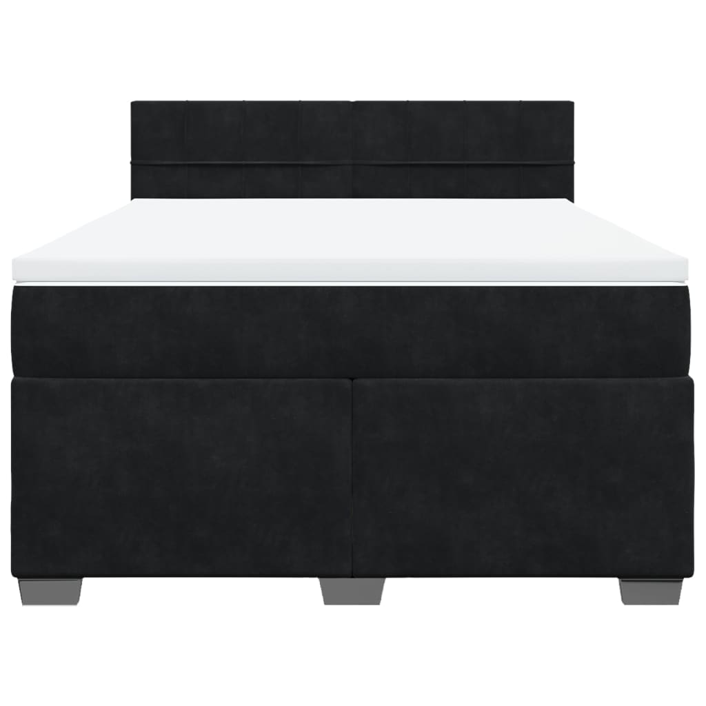 Cama com molas/colchão 140x190 cm veludo preto