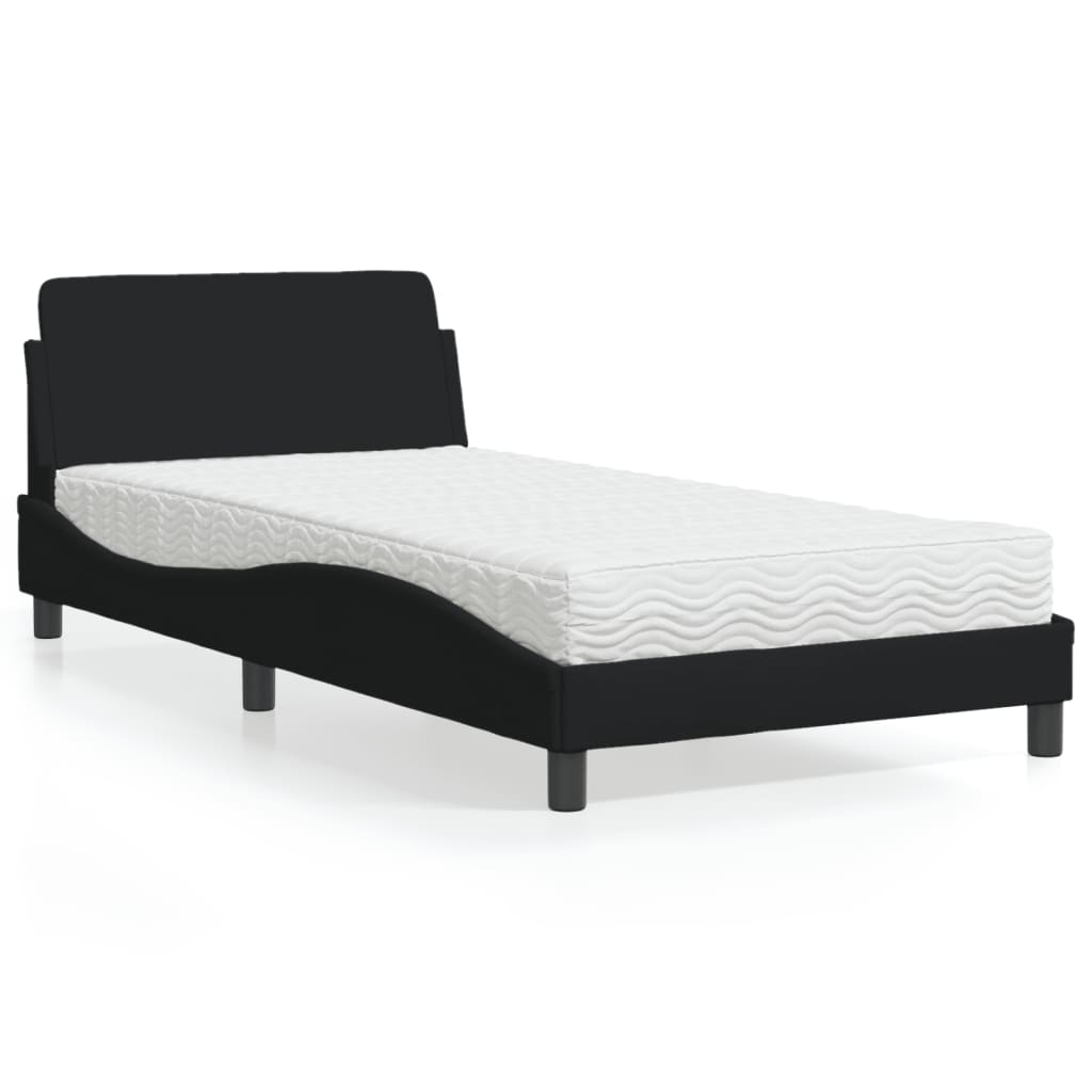 Cama com colchão dover 100x200 cm tecido preto