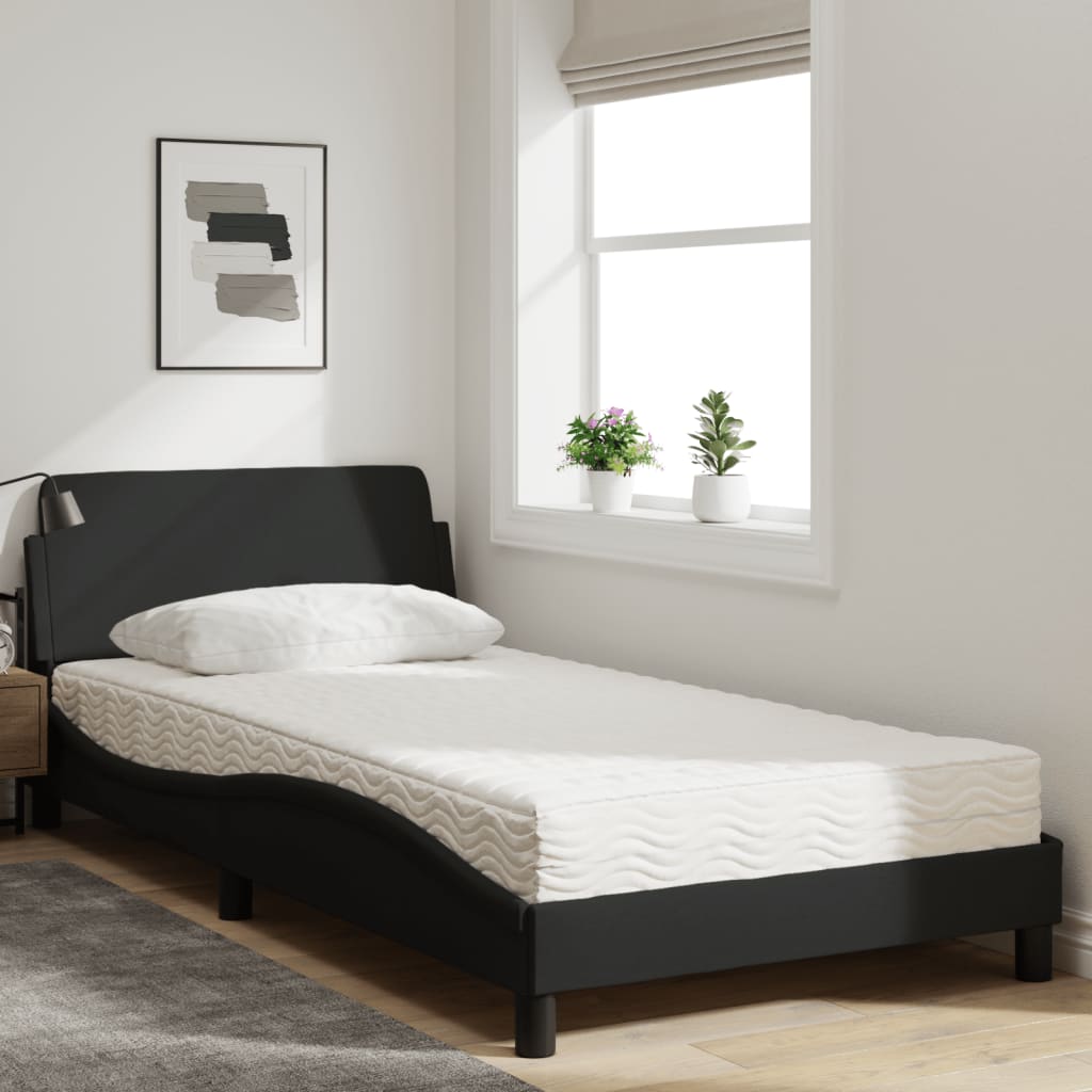 Cama com colchão dover 100x200 cm tecido preto