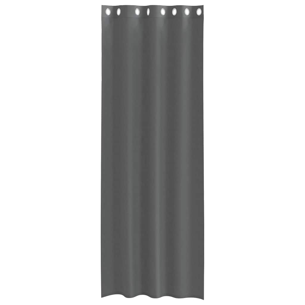 Cortinas de voile com ilhós 2 pcs cinzento-escuro 140x260 cm