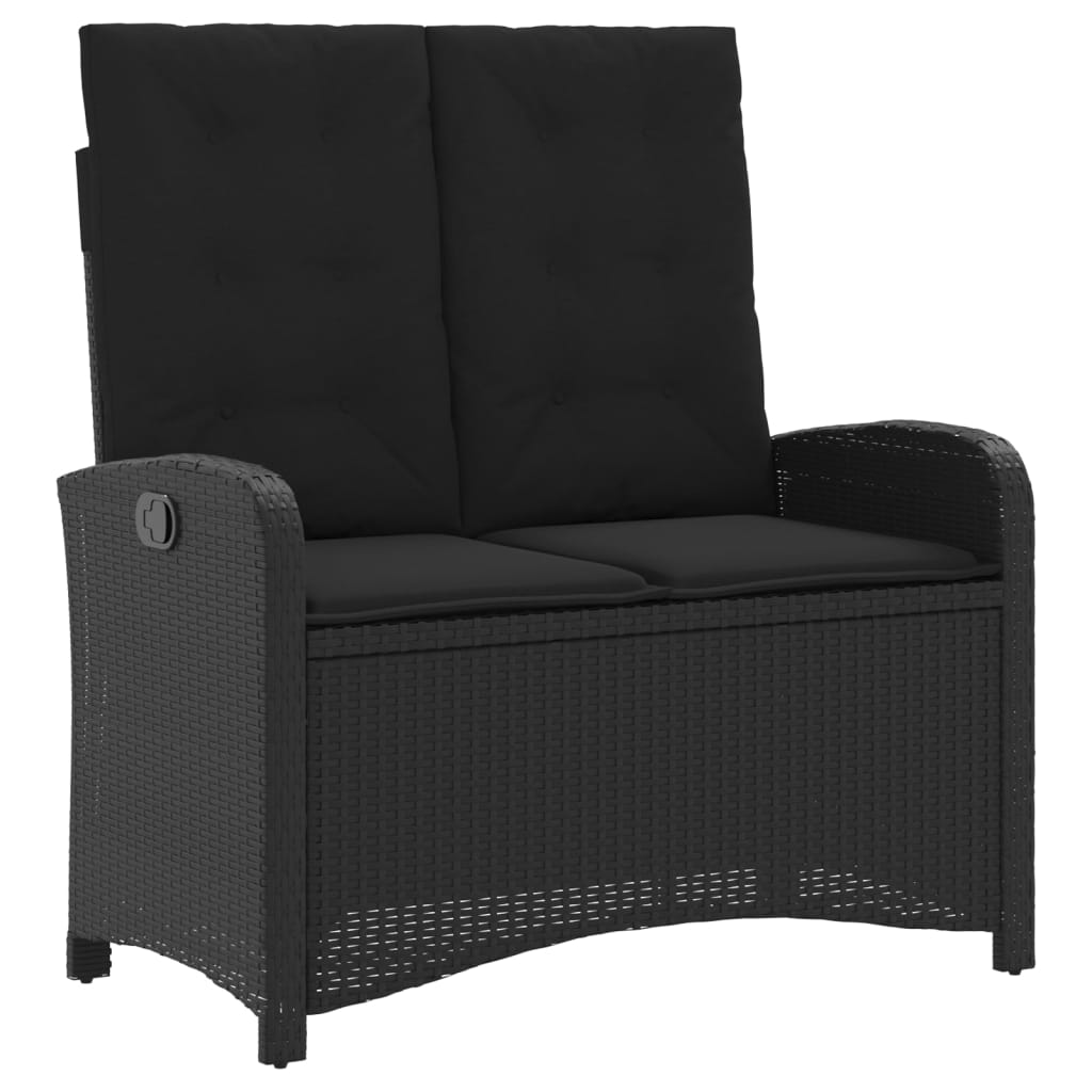 4 Pcs conjunto de jardim p/ jardim c/ almofadões vime PE preto