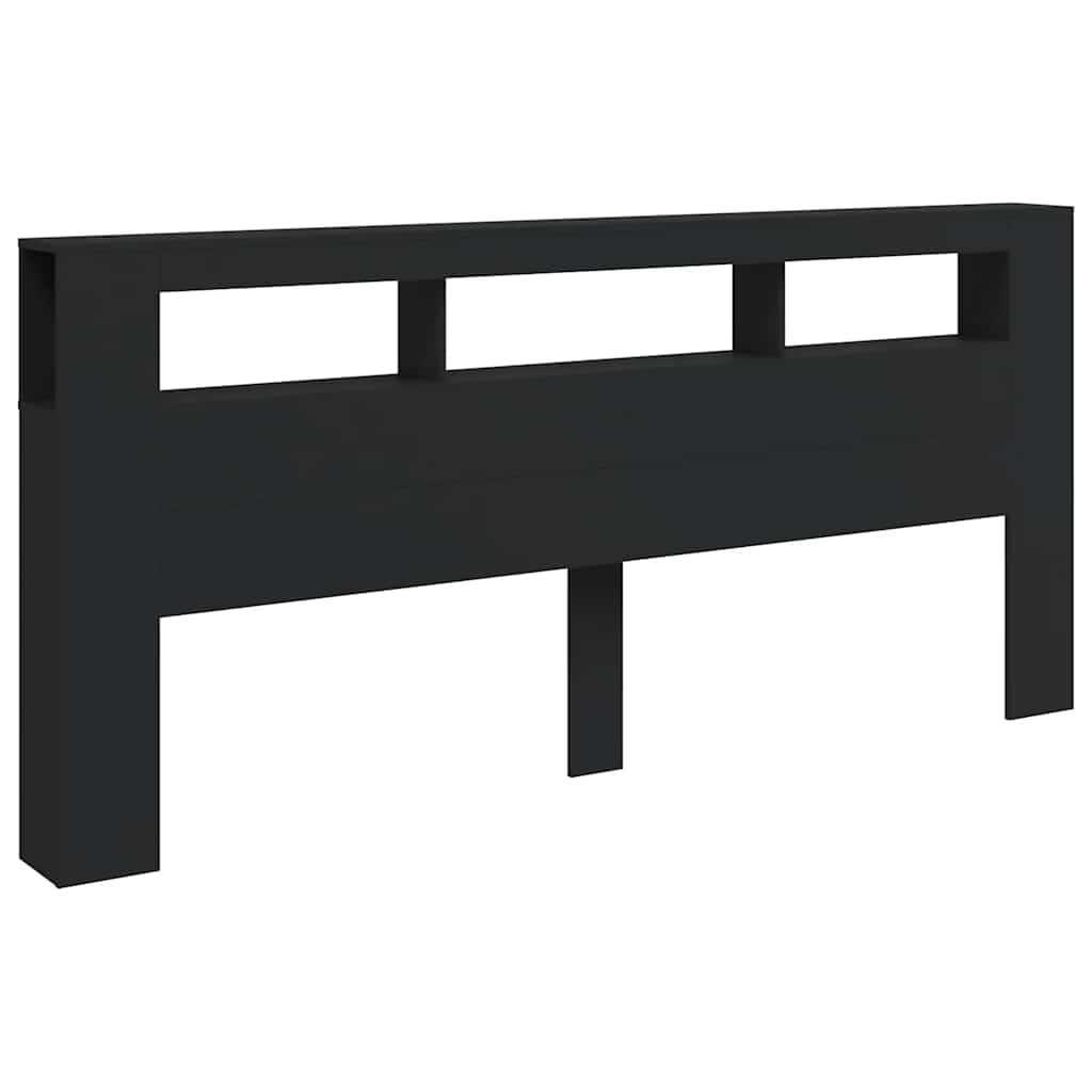 Cabeceira cama c/ leds 220x18,5x103,5 cm deriv. madeira preto