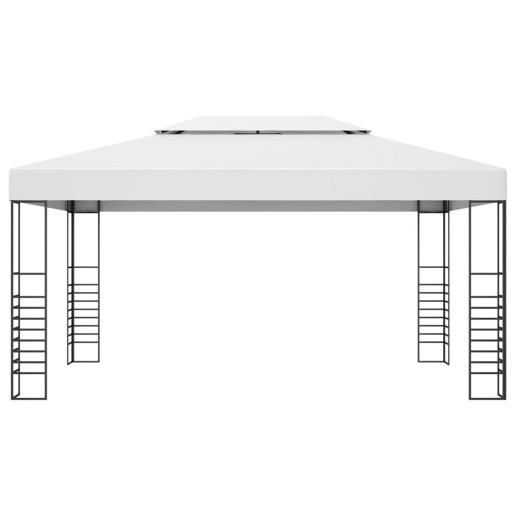 Gazebo com cordões de luzes LED 4x3x2,7 m branco