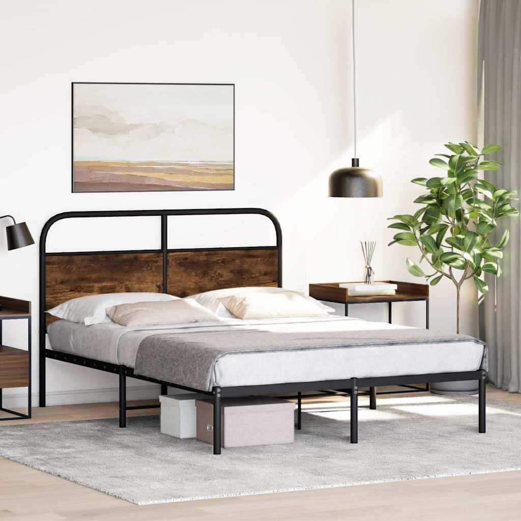 Estrutura de cama 135x190 cm derivados madeira carvalho fumado