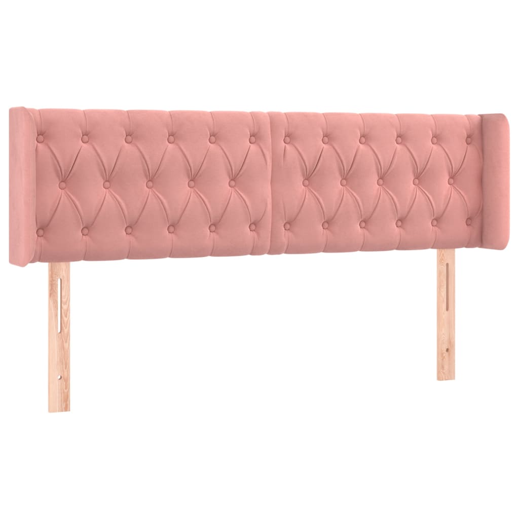 Cabeceira de cama c/ luzes LED veludo 163x16x78/88 cm rosa