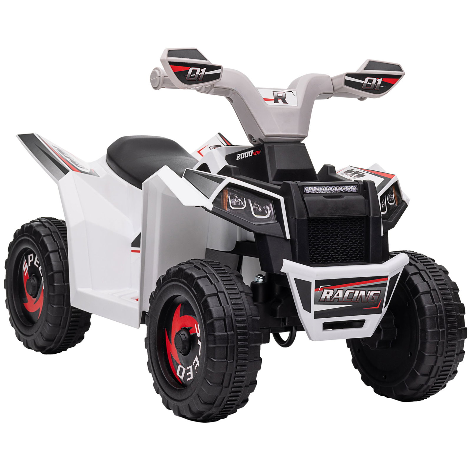 Quadriciclo elétrico para crianças veículo elétrico a bateria de 6v com velocidade de 2,5 km/h 70x41,5x48,5 cm branco