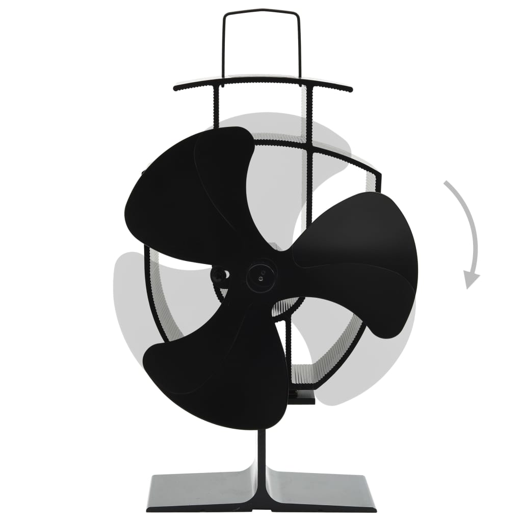 Ventilador de fogão alimentado a calor 3 lâminas preto