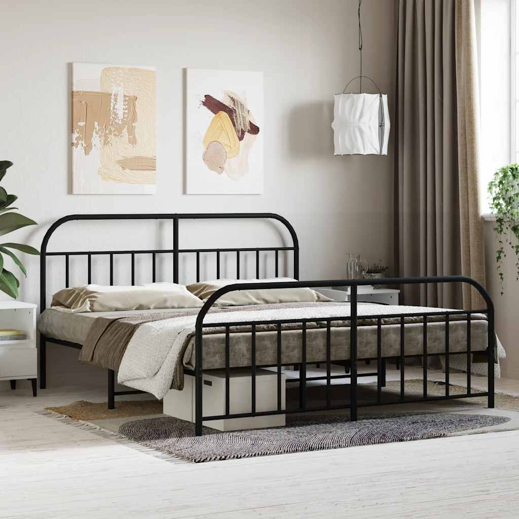 Estrutura de cama sem colchão com pés 180x200 cm preto