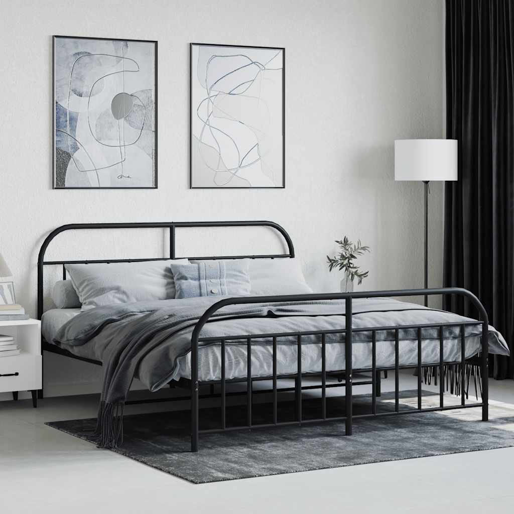 Estrutura de cama sem colchão com pés 180x200 cm preto