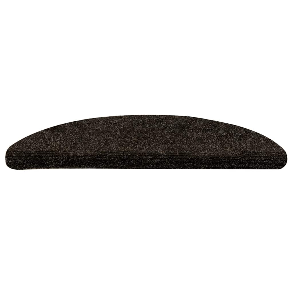 Tapetes de escada autoadesivos 10 peças 56x17x3 cm marrom escuro semicircular