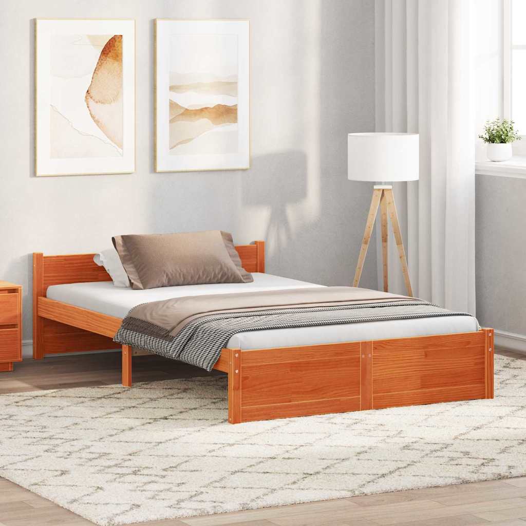 Estrutura da cama marrom cera 205,5 x 125,5 x 51 cm