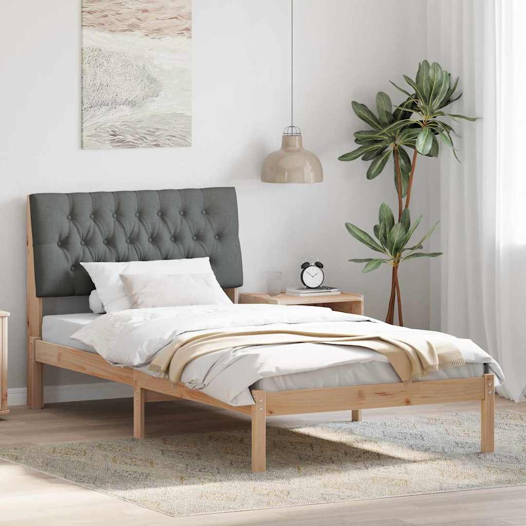 Estrutura de cama com cabeceira estofada castanho 100 x 200 cm