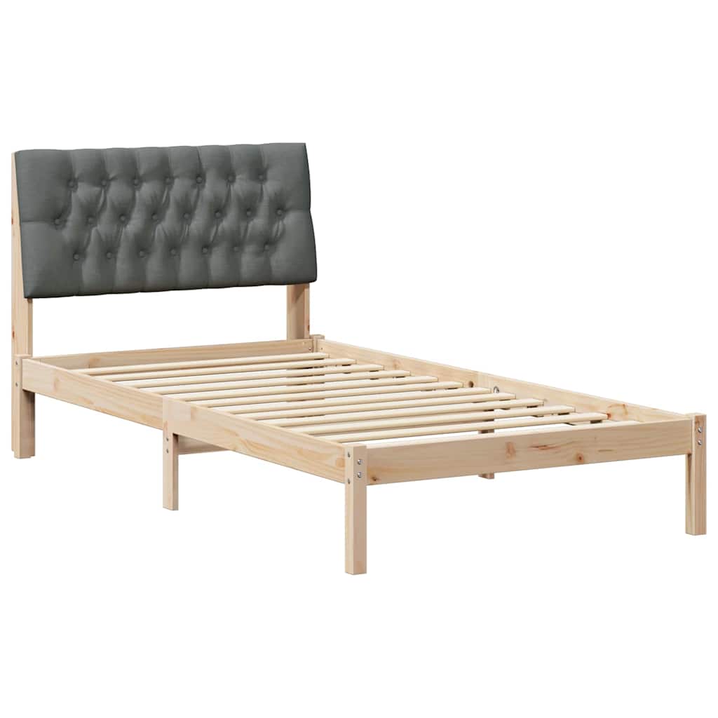Estrutura de cama com cabeceira estofada castanho 100 x 200 cm