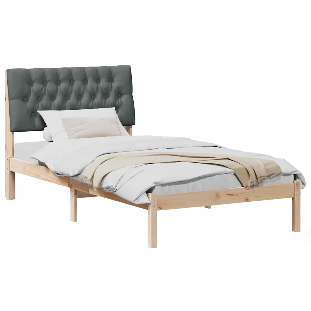 Estrutura de cama com cabeceira estofada castanho 100 x 200 cm