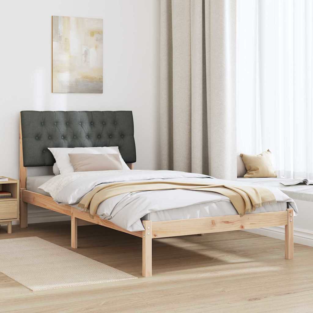 Estrutura de cama com cabeceira estofada castanho 100 x 200 cm