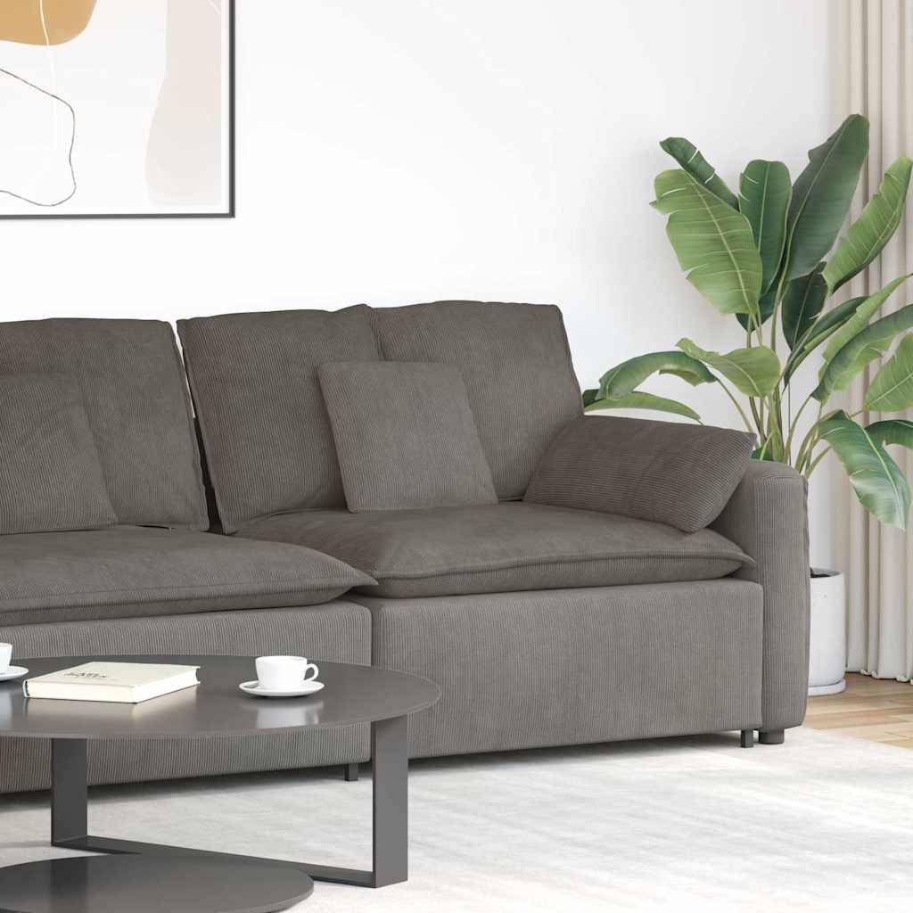 Módulo de extremidade de apoio de braço para sofá modular com almofadas, cinza claro, 100 cm