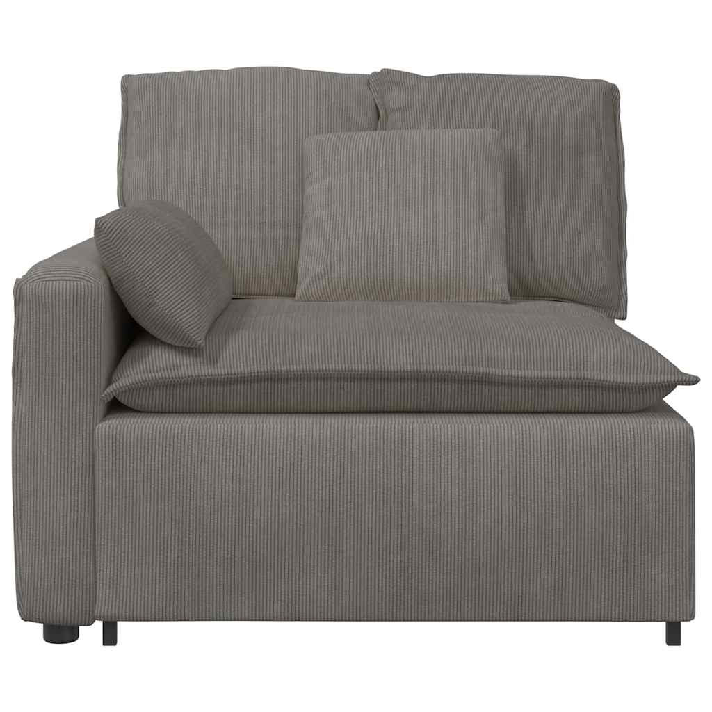 Módulo de extremidade de apoio de braço para sofá modular com almofadas, cinza claro, 100 cm