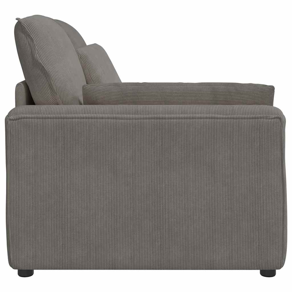 Módulo de extremidade de apoio de braço para sofá modular com almofadas, cinza claro, 100 cm
