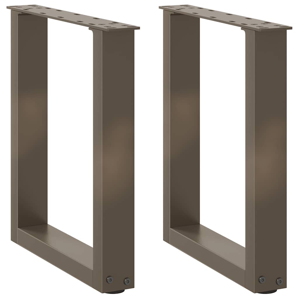 Pés para mesa de centro em formato de u, 2 peças, aço natural, 38 x (42-43) cm, aço