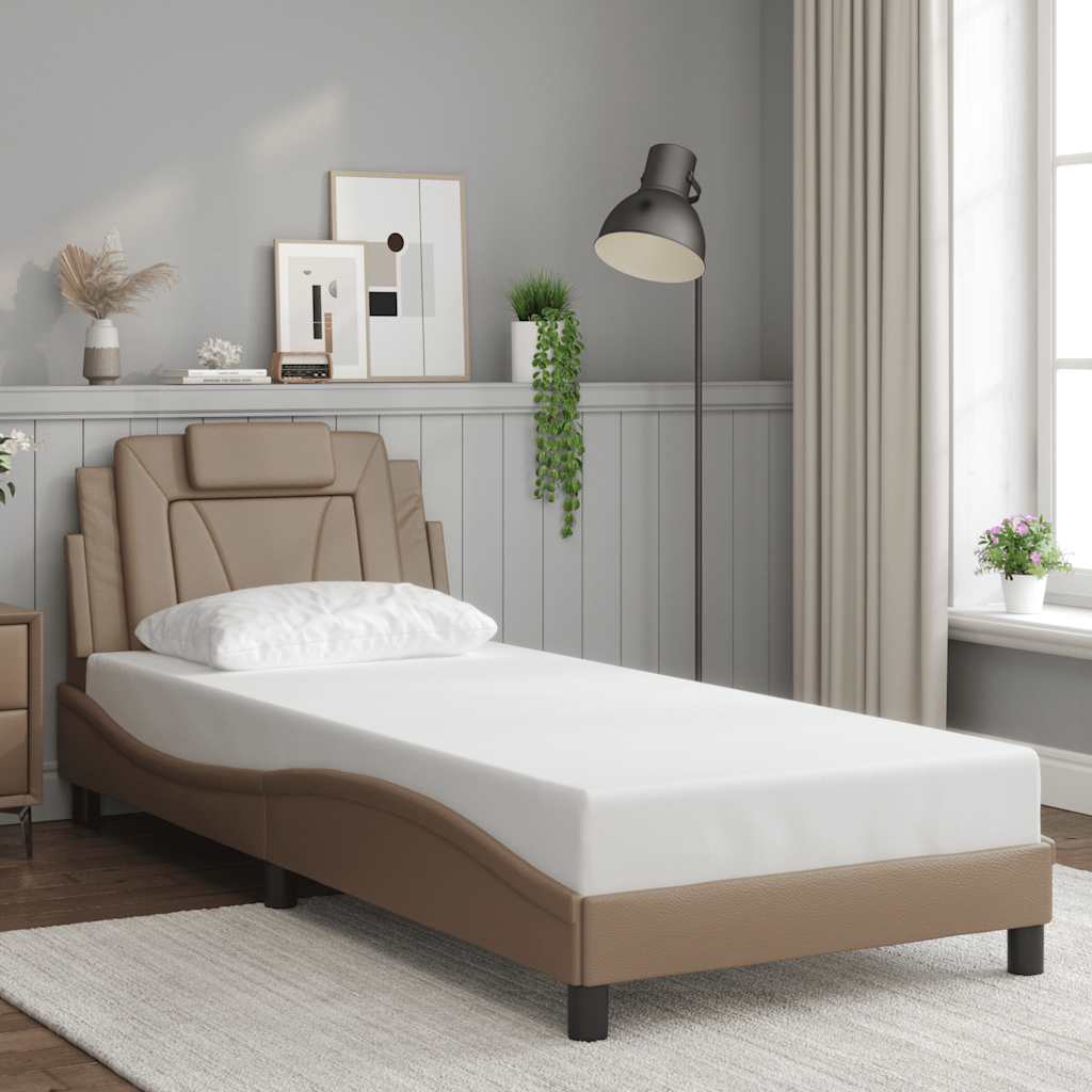 Estrutura de cama viana sem colchão couro artif. 80x200 cm cappuccino