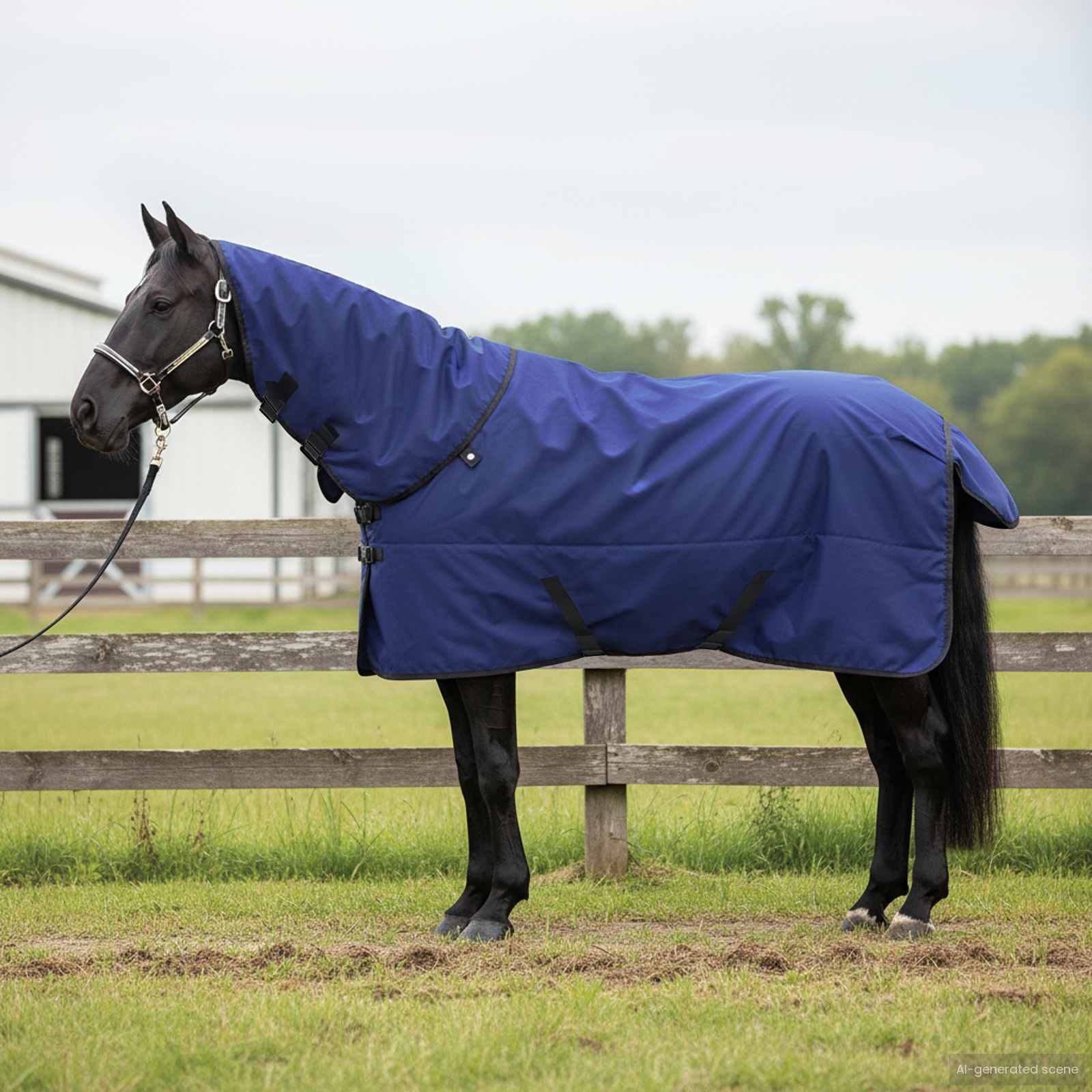 Cobertor de cavalo verde escuro e preto 165 cm poliéster
