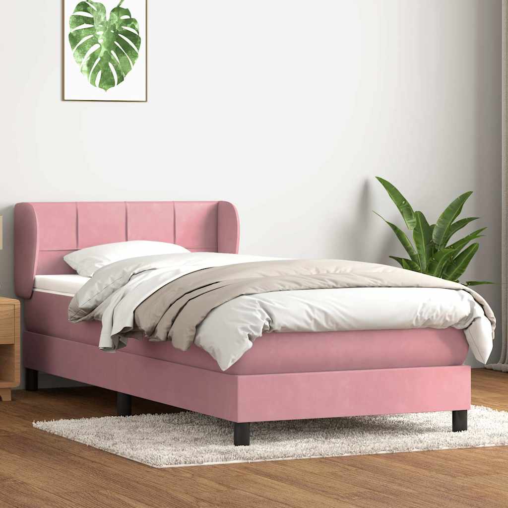 Cama com molas/colchão 80x220 cm veludo rosa