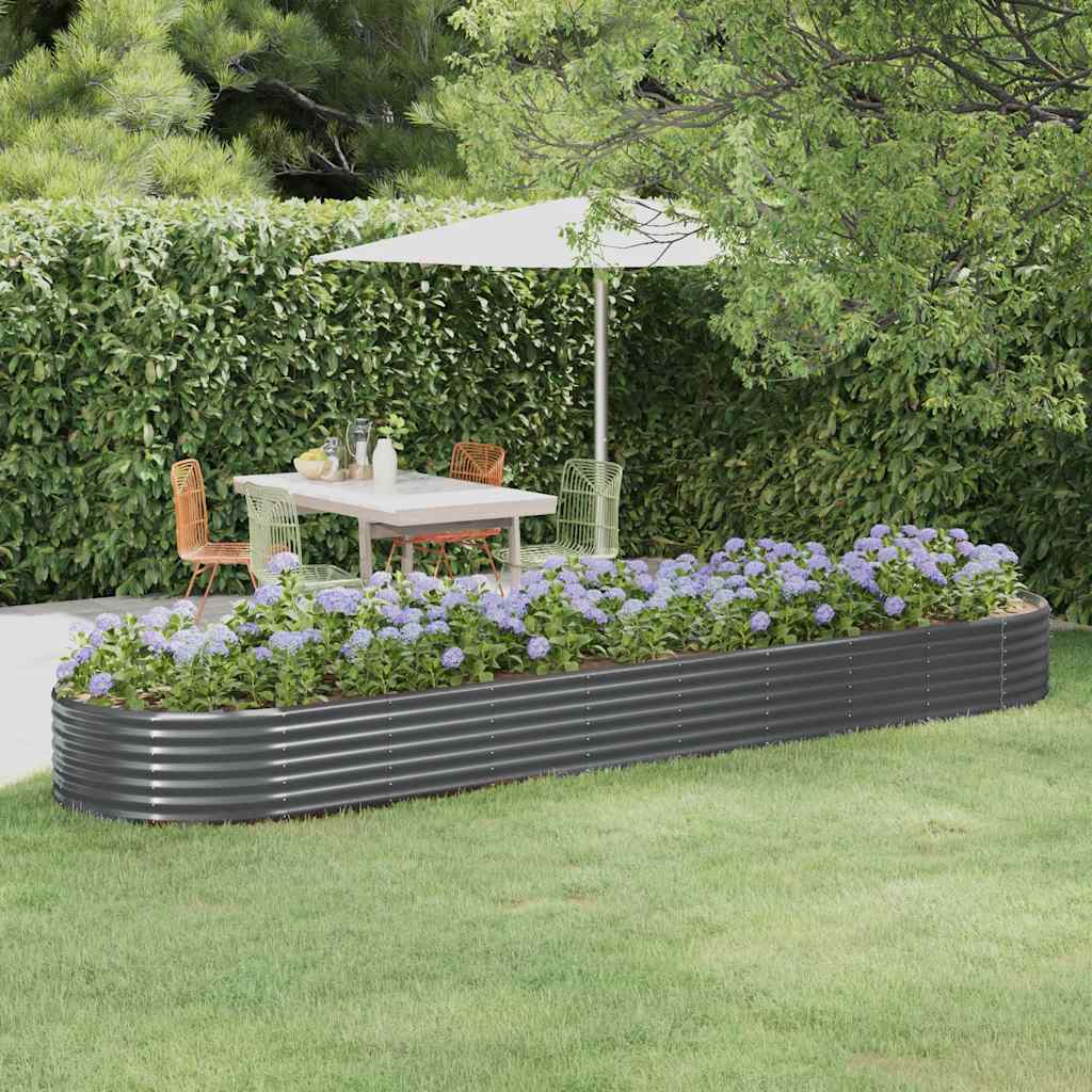 Canteiro elevado jardim 396x100x36 aço galvanizado antracite