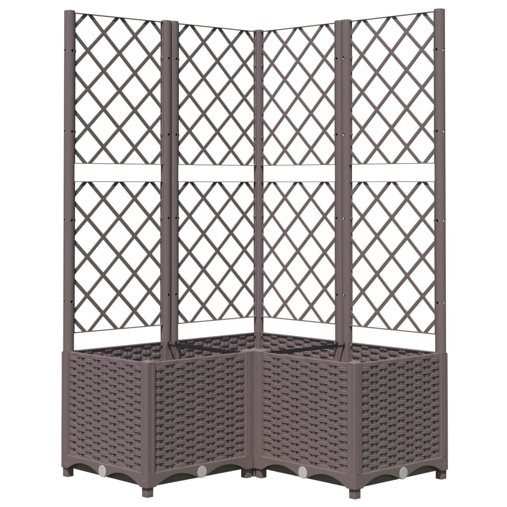 Vaso/floreira jardim c/ treliça 80x80x136 cm PP castanho
