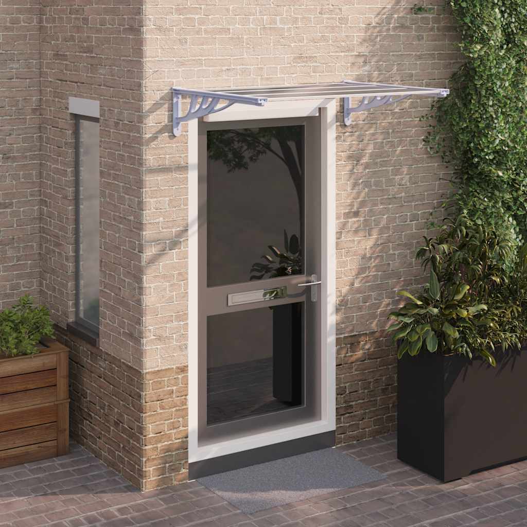 Toldo para porta 122x90 cm policarbonato cinzento/transparente