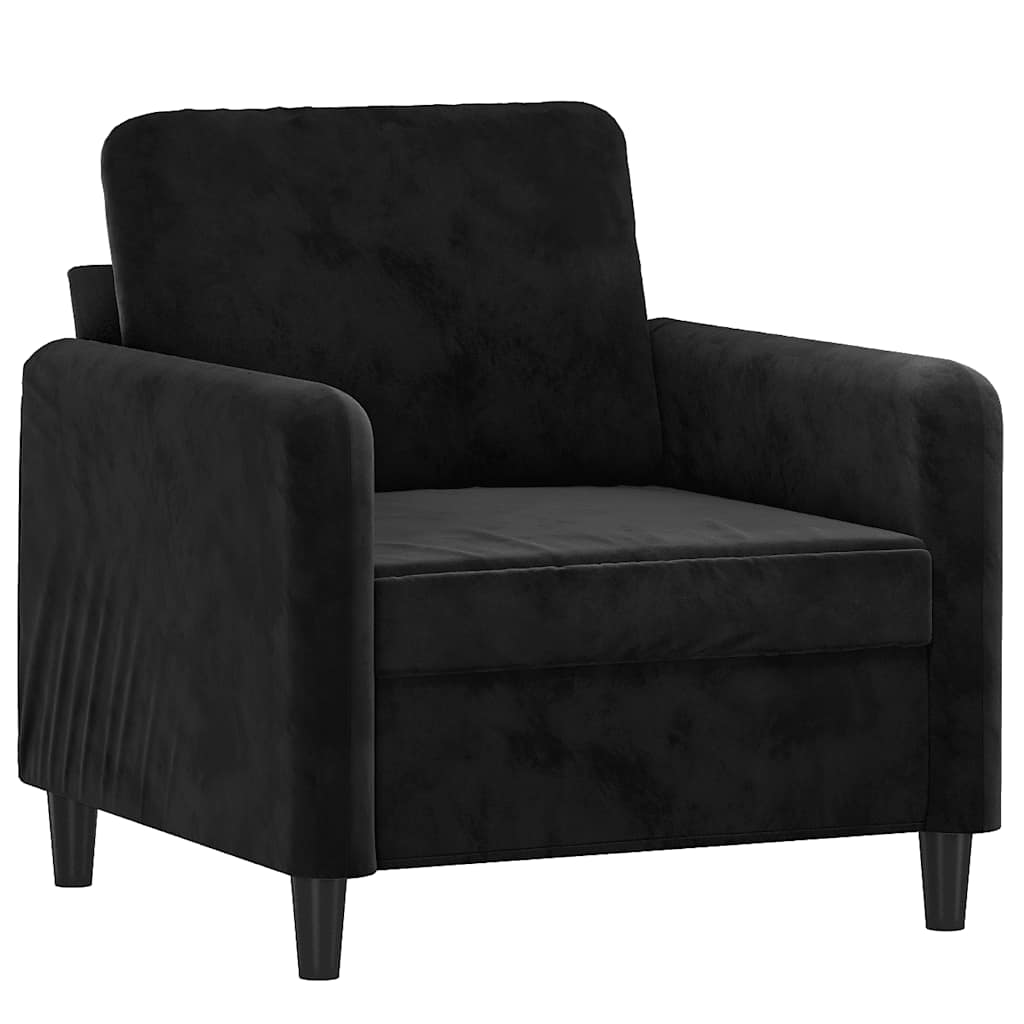 Poltrona com apoio de pés 60 cm veludo preto