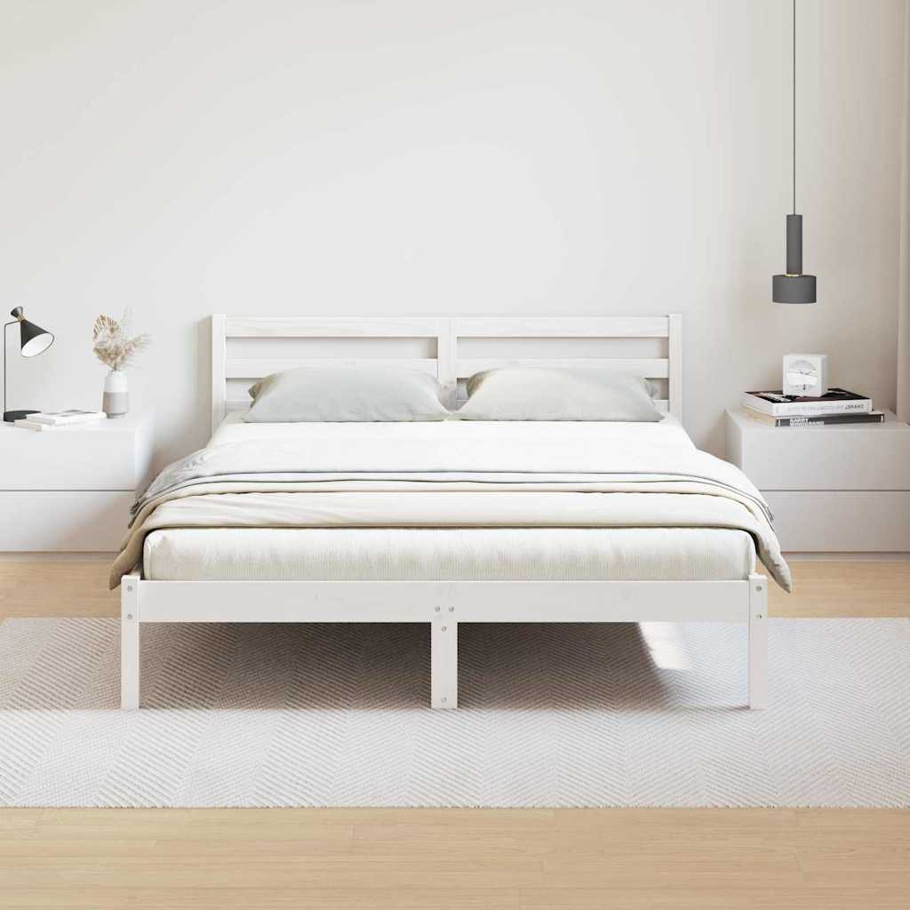 Estrutura da cama com cabeceira branco 215,5 x 145,5 x 69,5 cm