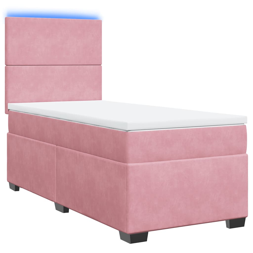Cama com molas/colchão 100x200 cm veludo rosa