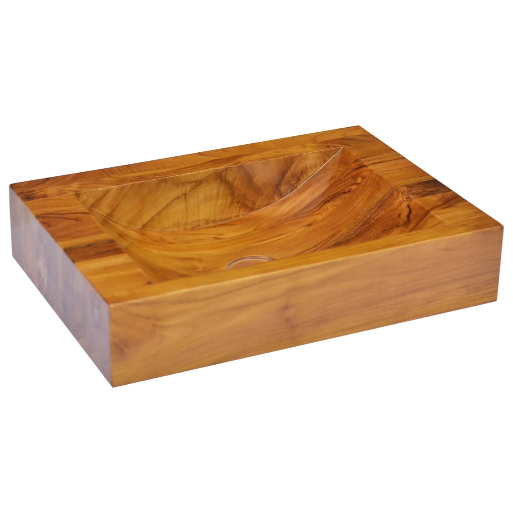 Lavatório em madeira de teca maciça 50x35x10 cm