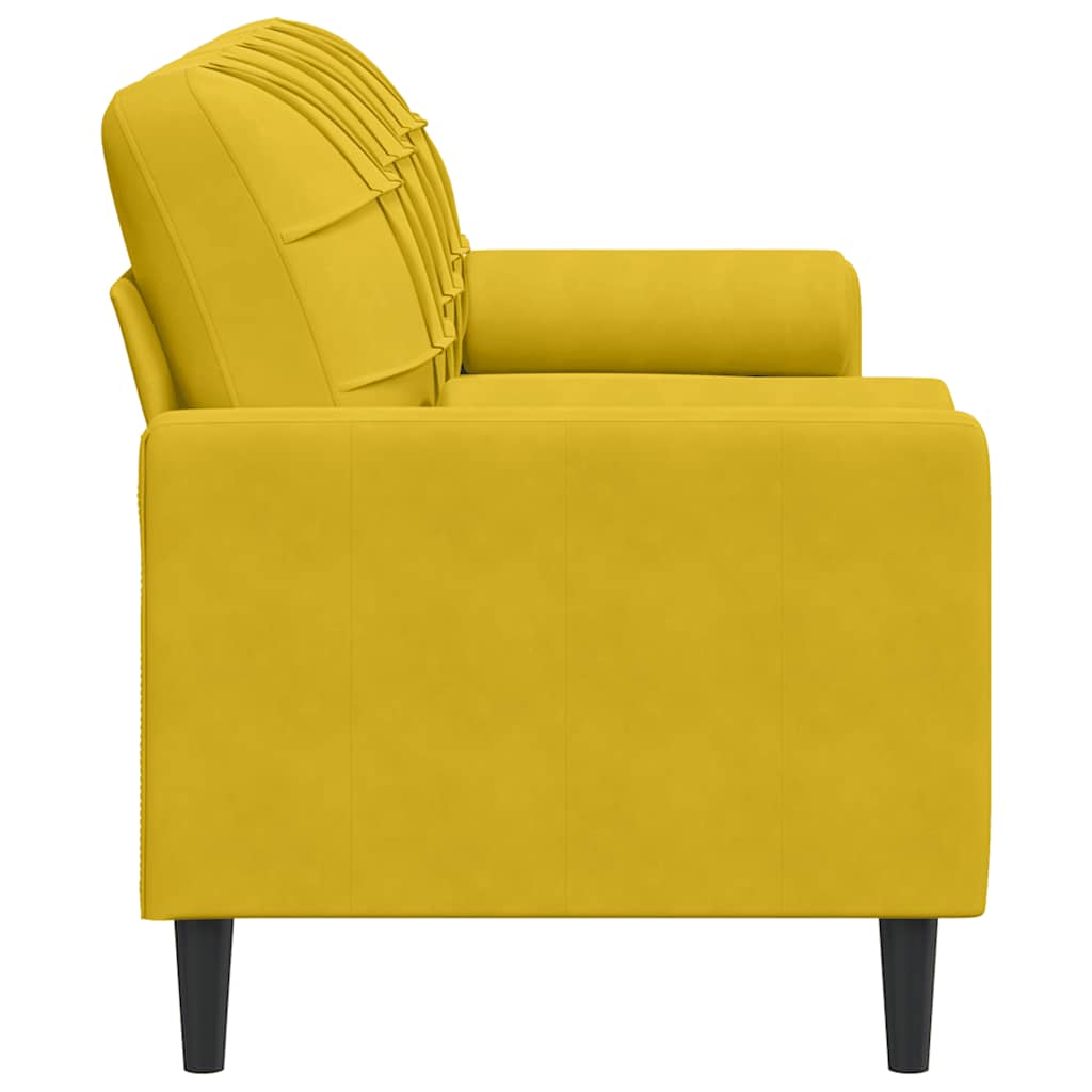 Sofá 3 lugares c/ almofadas decorativas 180 cm veludo amarelo
