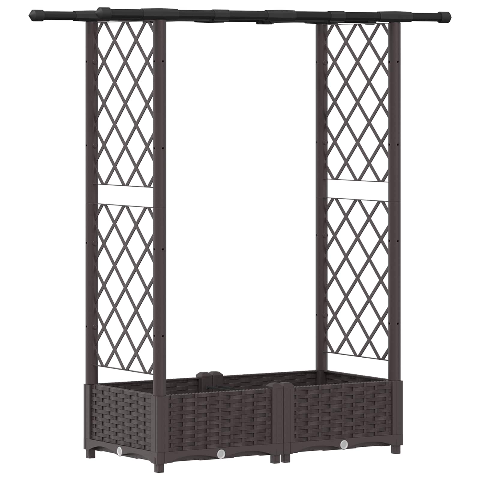 Cama elevada com treliça e telhado castanho 122,5 x 40 x 121 cm