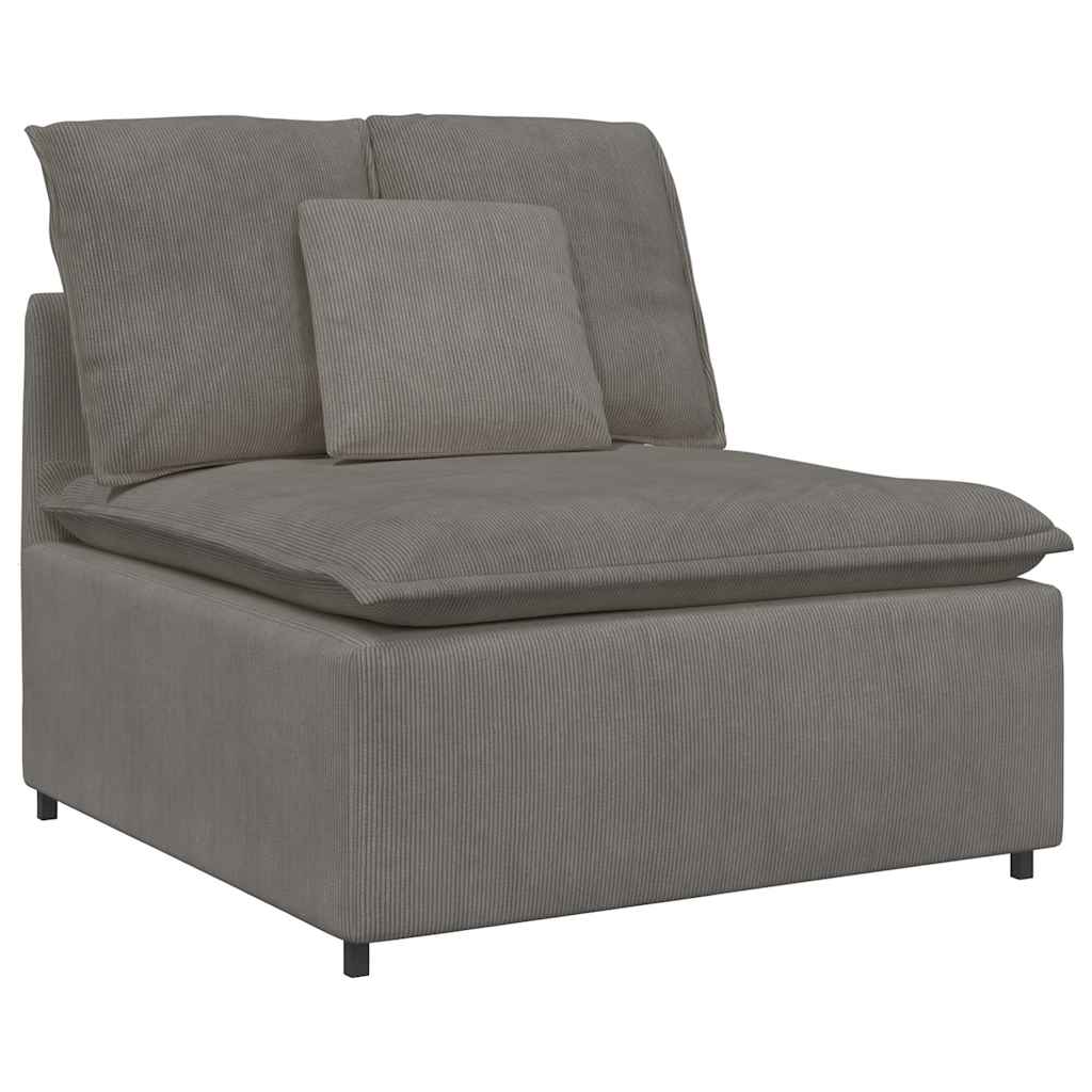 Sofá modular com almofadas tecido corduroy cinzento-claro