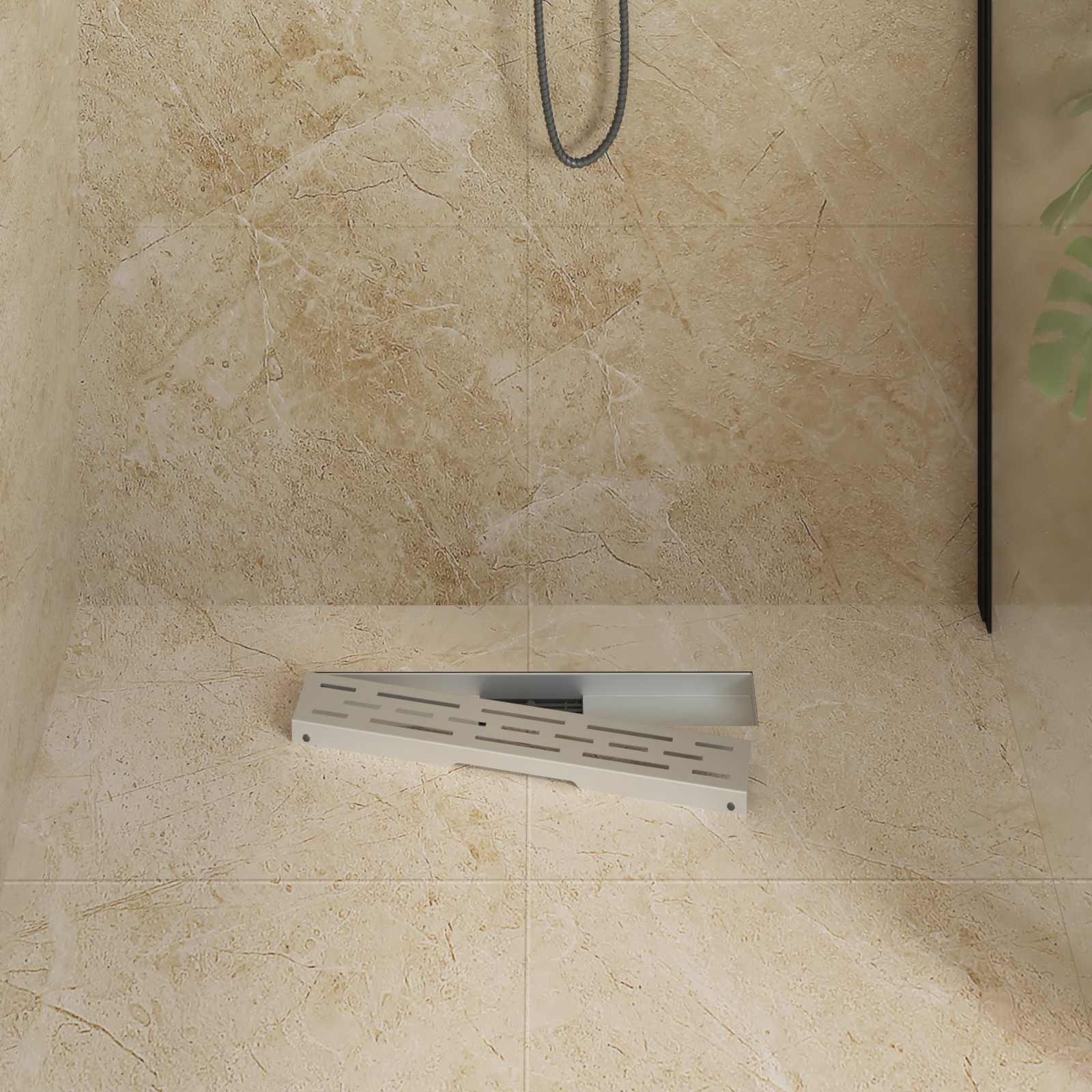 Dreno de chuveiro com design de linha prateado 50 cm