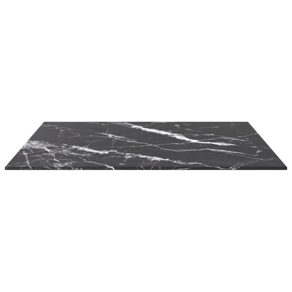 Tampo mesa 60x60 cm 6 mm vidro temperado design mármore preto