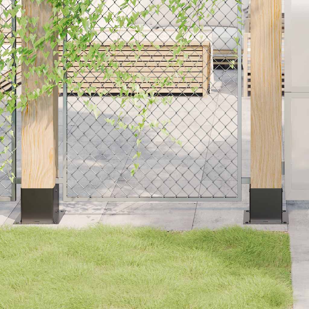 Bases de coluna quadradas 4 peças 141x141mm aço revestido a pó