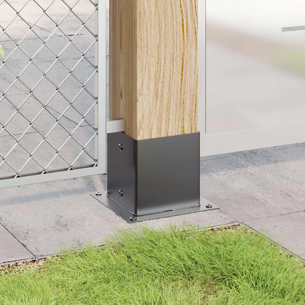 Bases de coluna quadradas 4 peças 141x141mm aço revestido a pó