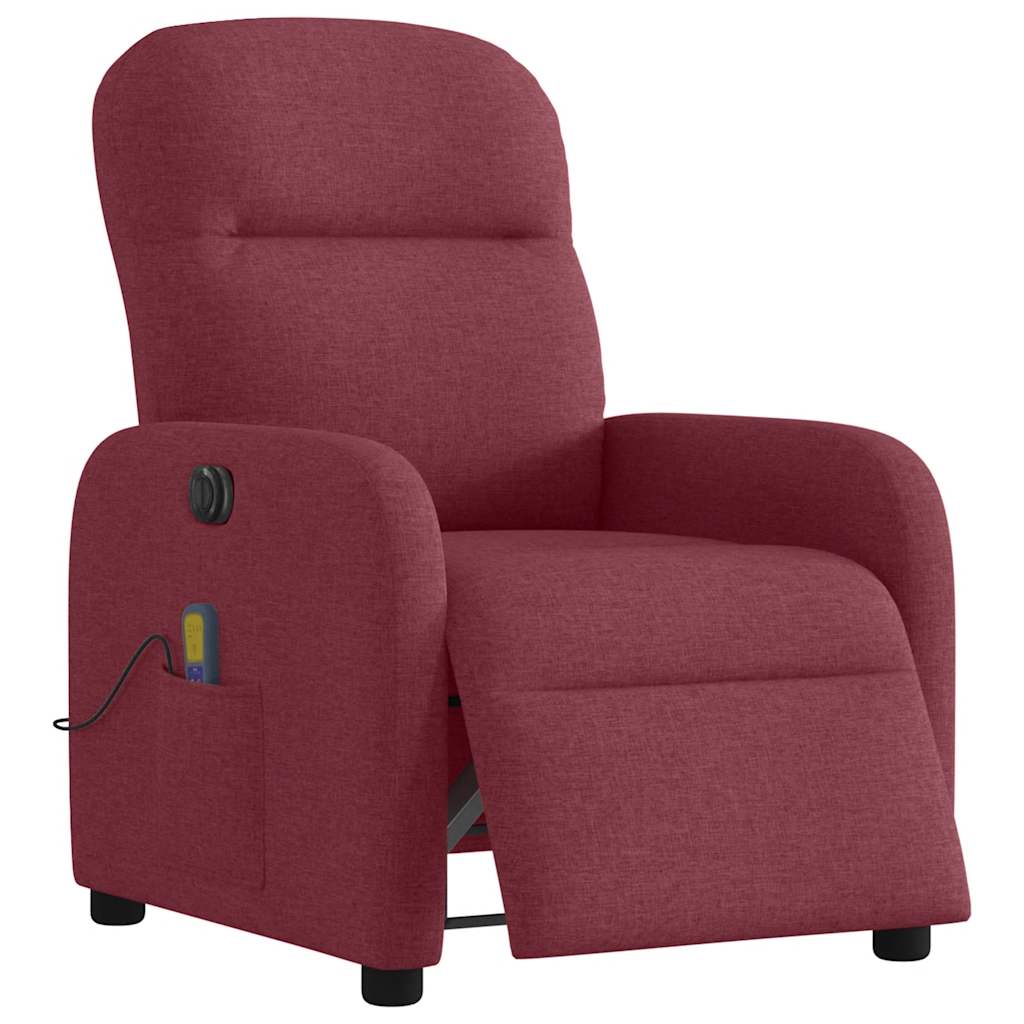 Poltrona reclinável de massagens elétrica tecido vermelho tinto